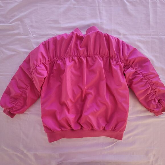 Wicked Girls Full-Zip Pink Mid-weight Ruched Bomber Jacket 10/12 L Glinda Shiz - Picture 2 of 12